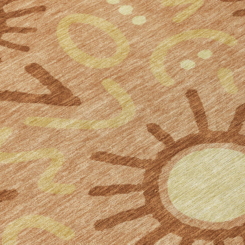 8' X 10' Copper And Orange Geometric Washable Indoor Outdoor Area Rug Homeroots Outdoor