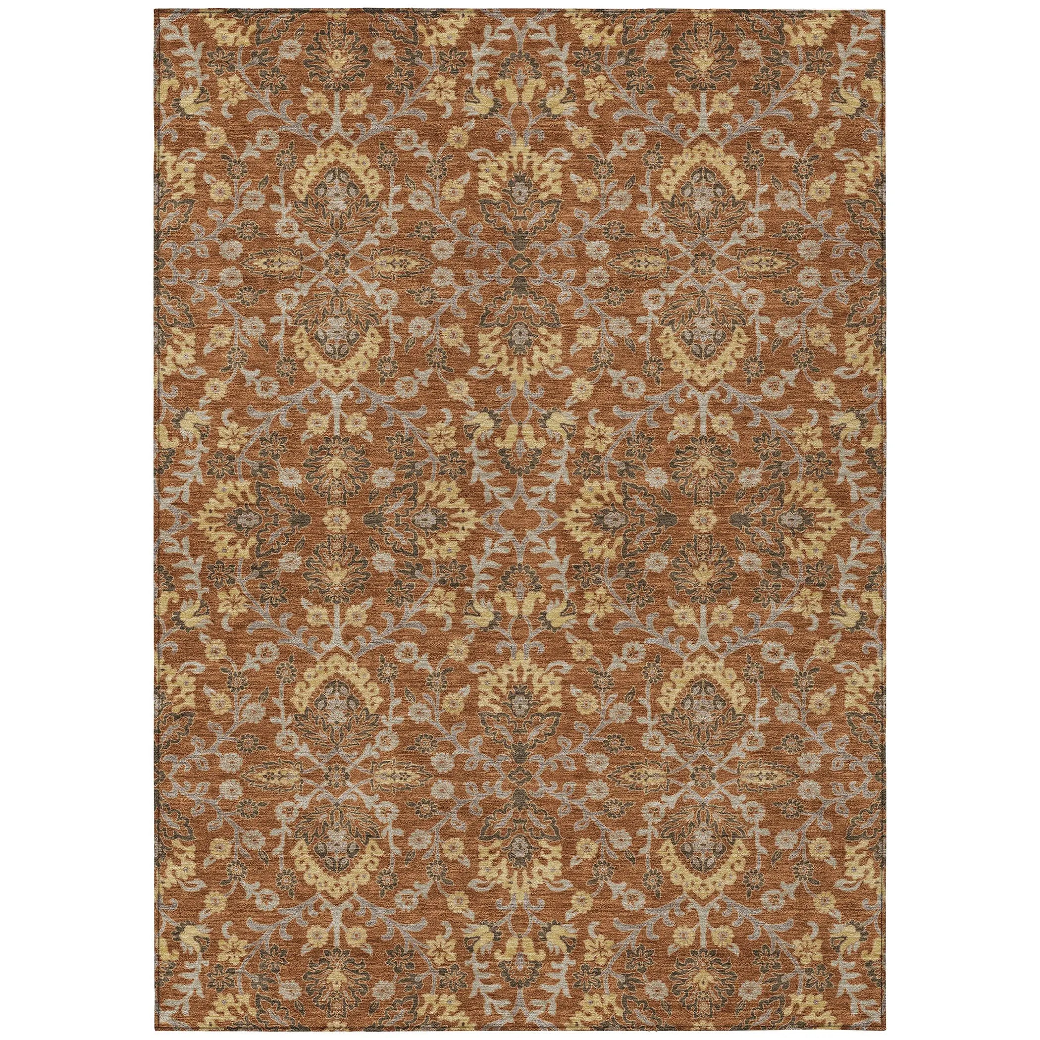 8' X 10' Copper And Orange Geometric Washable Indoor Outdoor Area Rug Homeroots Outdoor