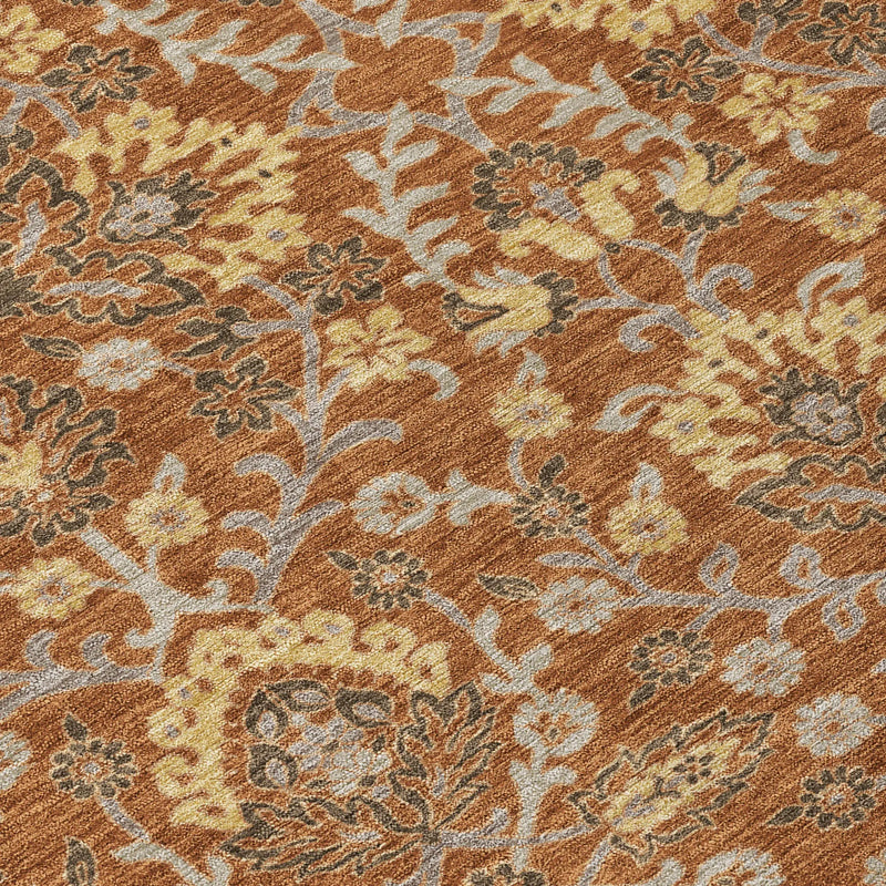 8' X 10' Copper And Orange Geometric Washable Indoor Outdoor Area Rug Homeroots Outdoor