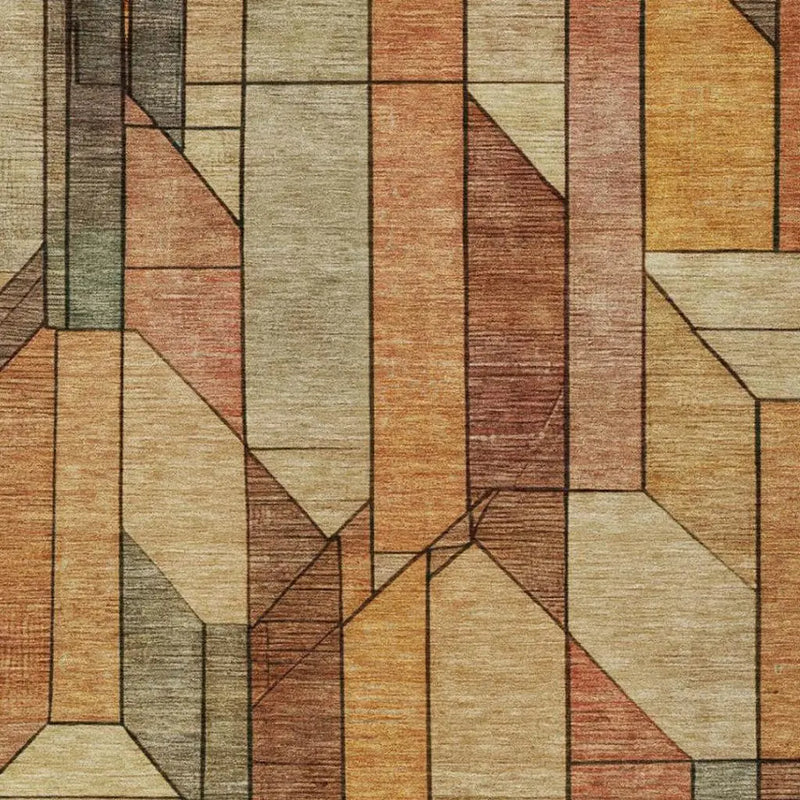 8' X 10' Copper And Orange Geometric Washable Indoor Outdoor Area Rug Homeroots Outdoor