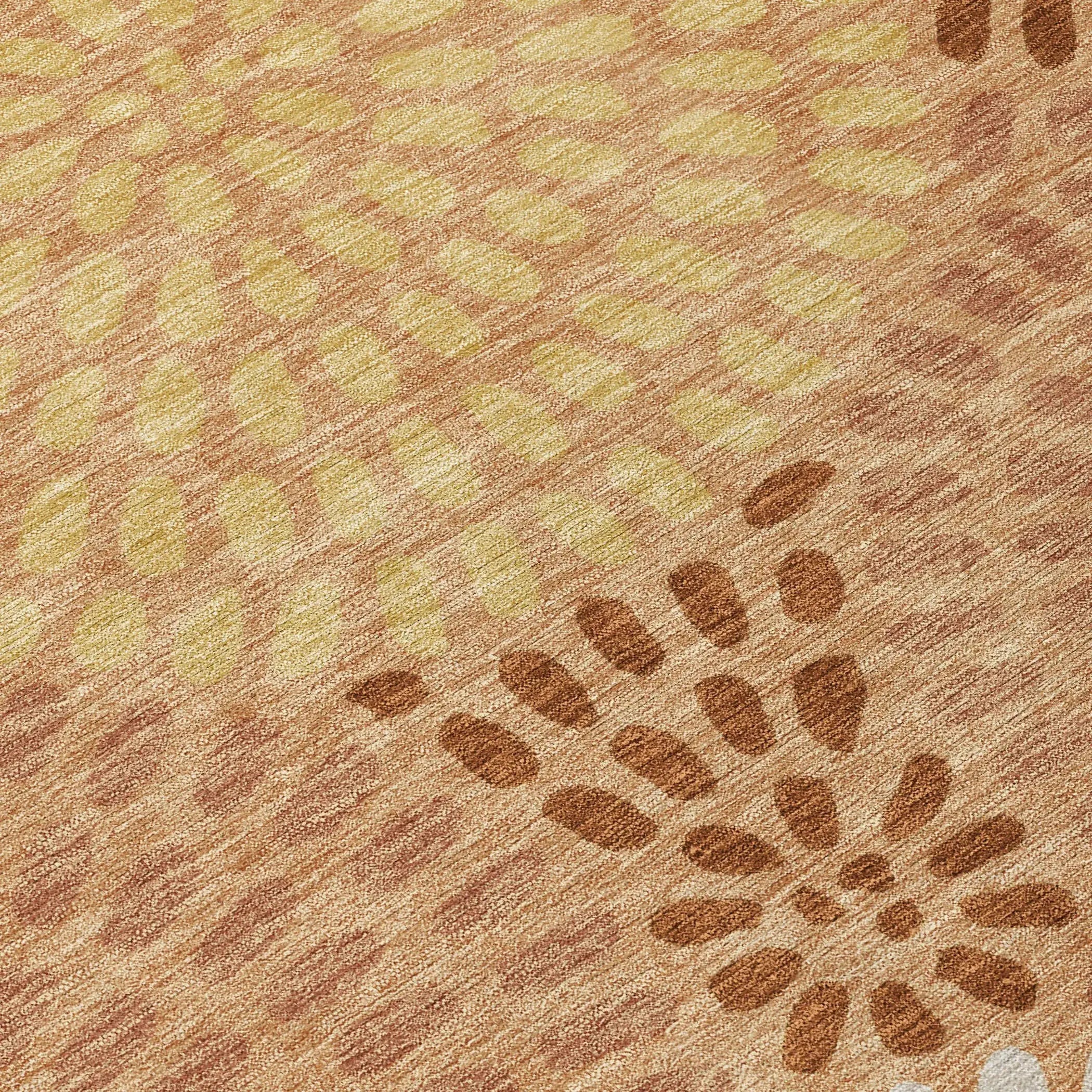 8' X 10' Copper And Orange Geometric Washable Indoor Outdoor Area Rug Homeroots Outdoor