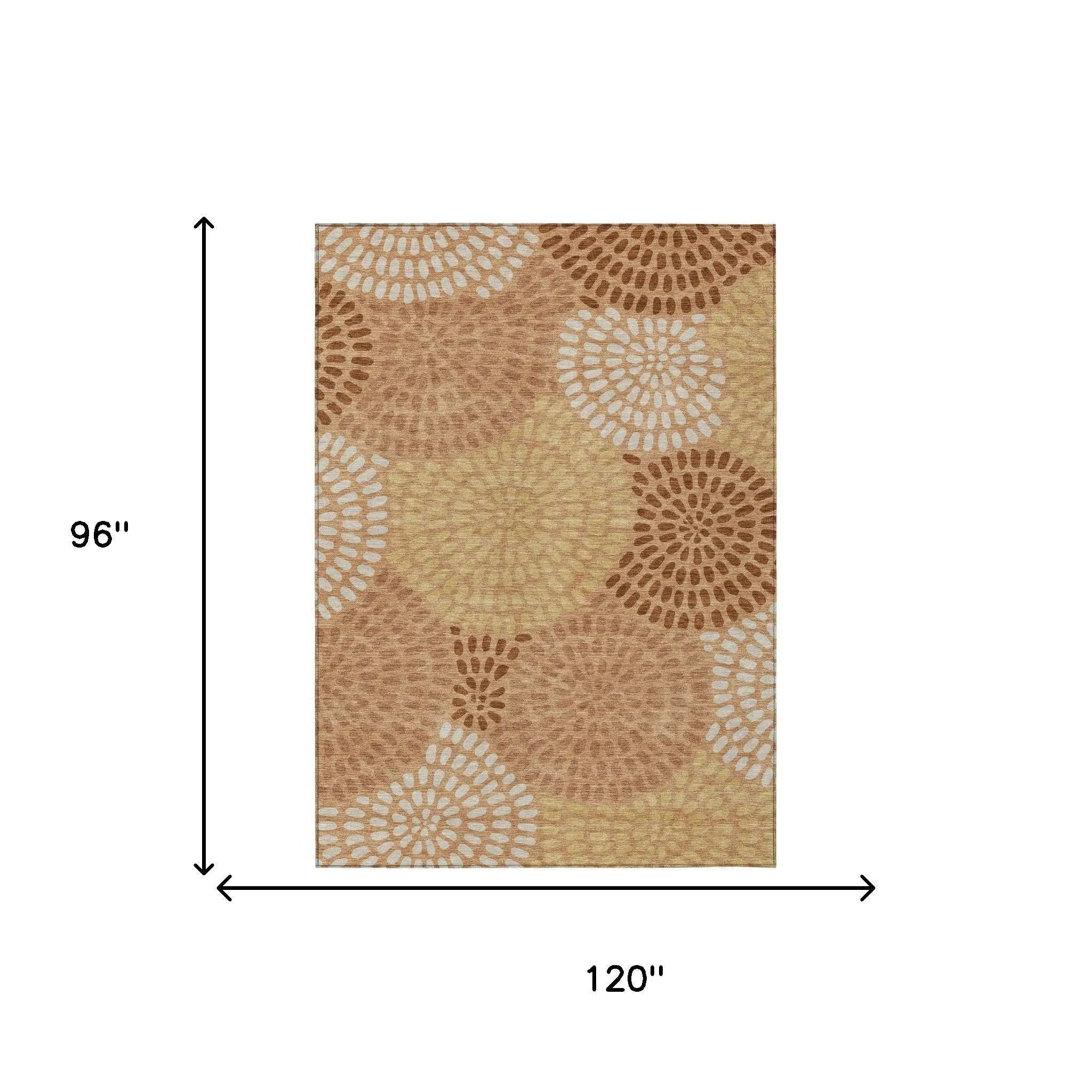 8' X 10' Copper And Orange Geometric Washable Indoor Outdoor Area Rug Homeroots Outdoor
