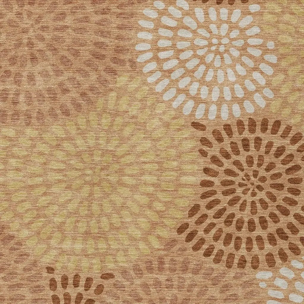 8' X 10' Copper And Orange Geometric Washable Indoor Outdoor Area Rug Homeroots Outdoor