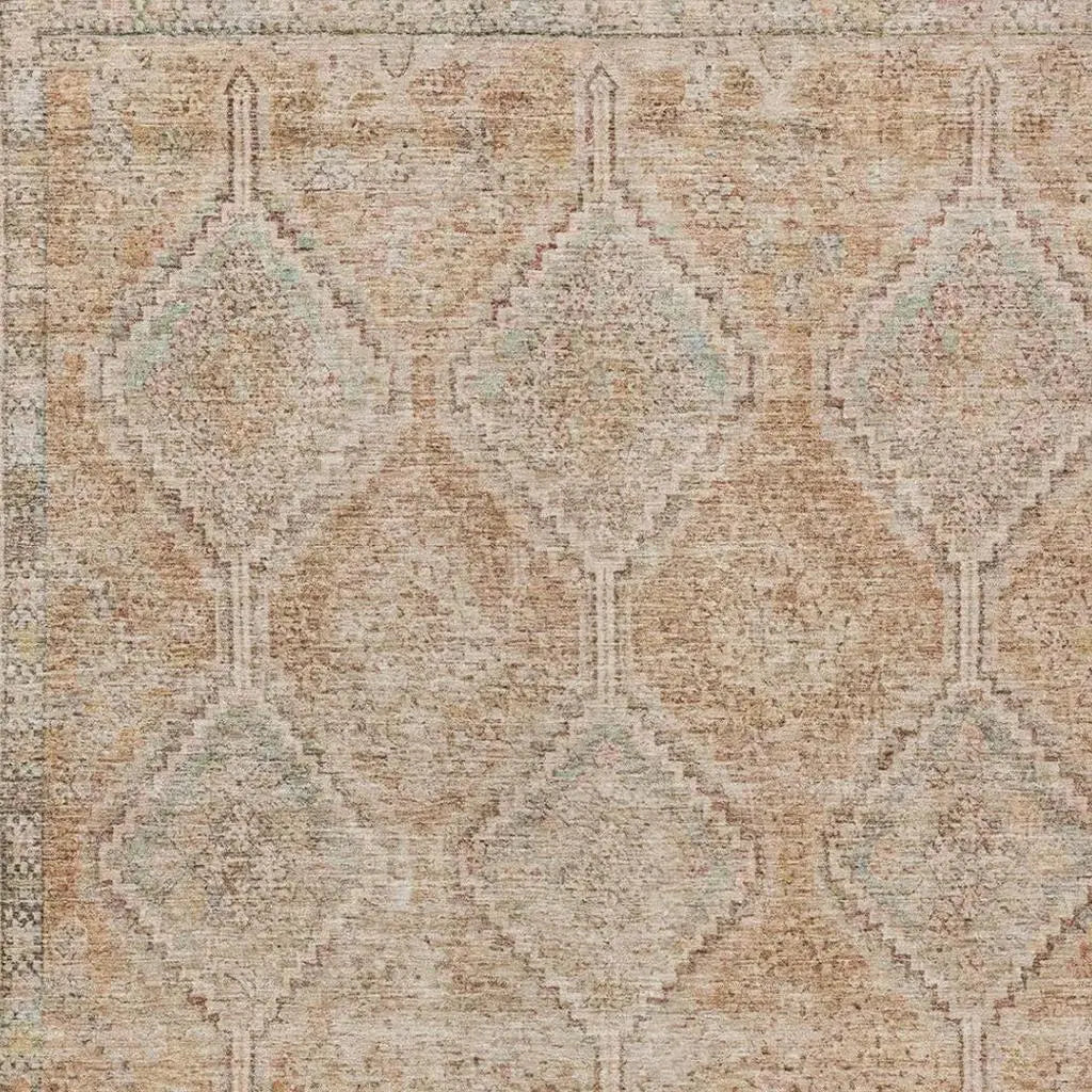 8' X 10' Copper And Orange Geometric Washable Indoor Outdoor Area Rug Homeroots Outdoor