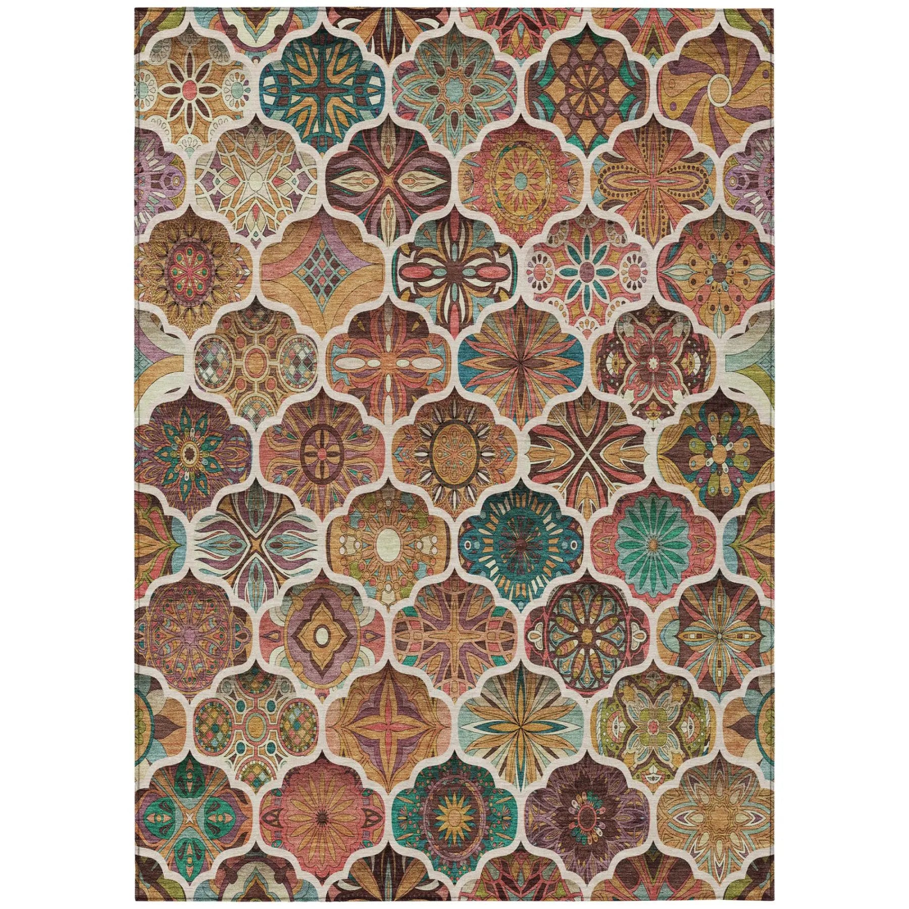 8' X 10' Copper And Orange Ogee Washable Indoor Outdoor Area Rug Homeroots Outdoor
