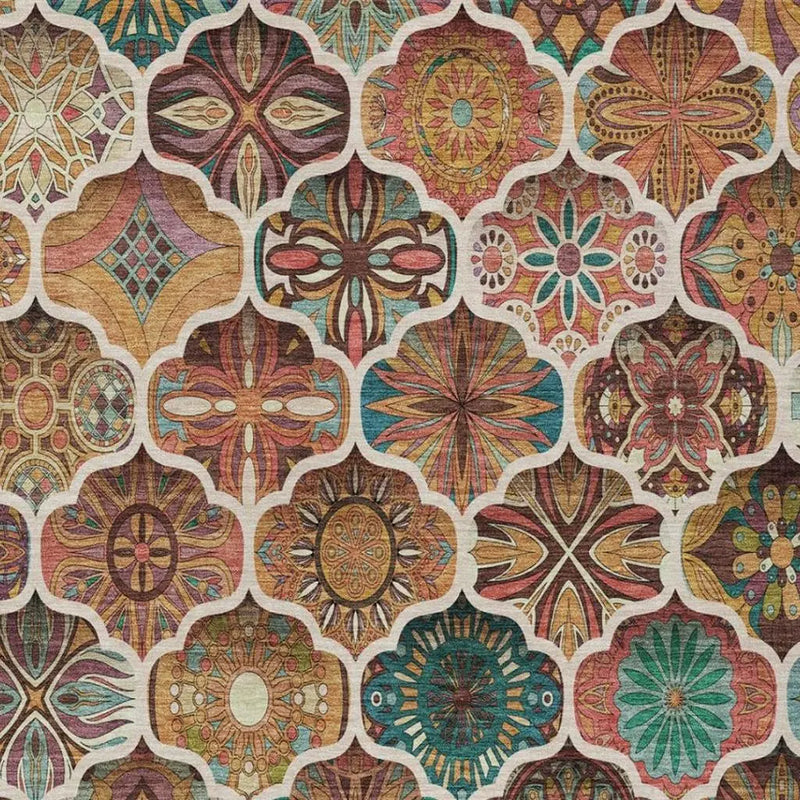 8' X 10' Copper And Orange Ogee Washable Indoor Outdoor Area Rug Homeroots Outdoor