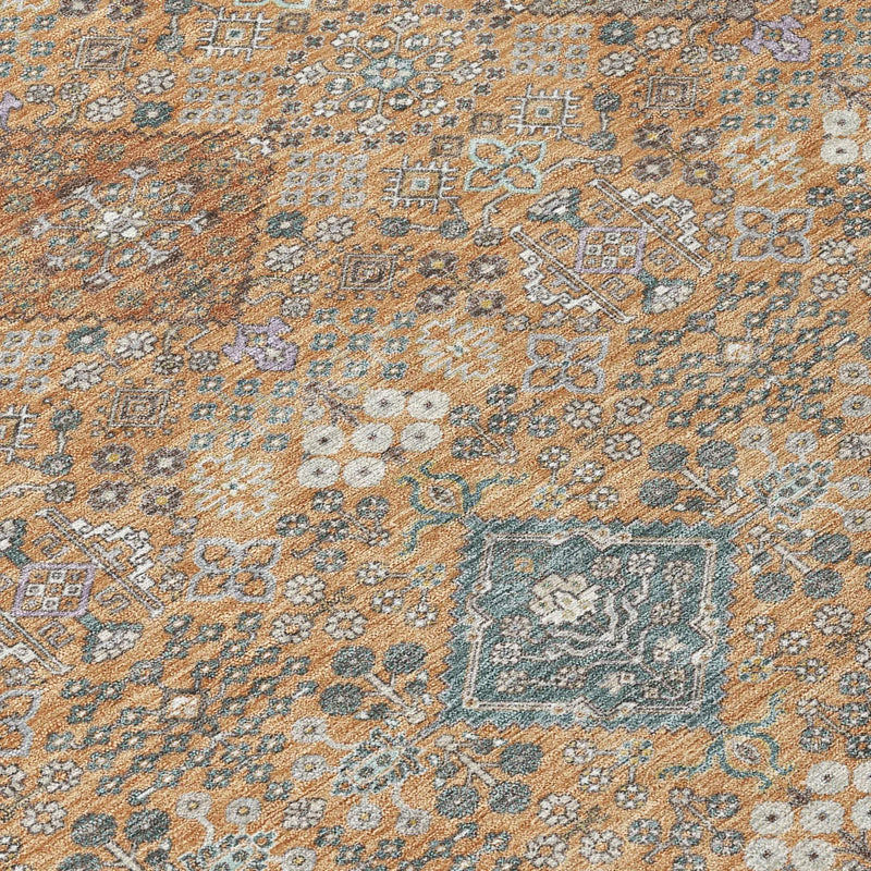 8' X 10' Copper And Orange Oriental Washable Indoor Outdoor Area Rug Homeroots Outdoor