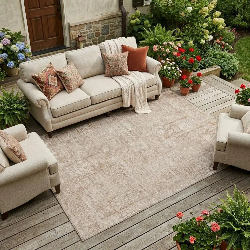 8' X 10' Copper And Orange Oriental Washable Indoor Outdoor Area Rug Homeroots Outdoor