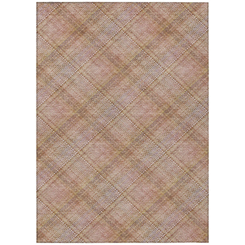 8' X 10' Copper And Orange Plaid Washable Indoor Outdoor Area Rug Homeroots Outdoor