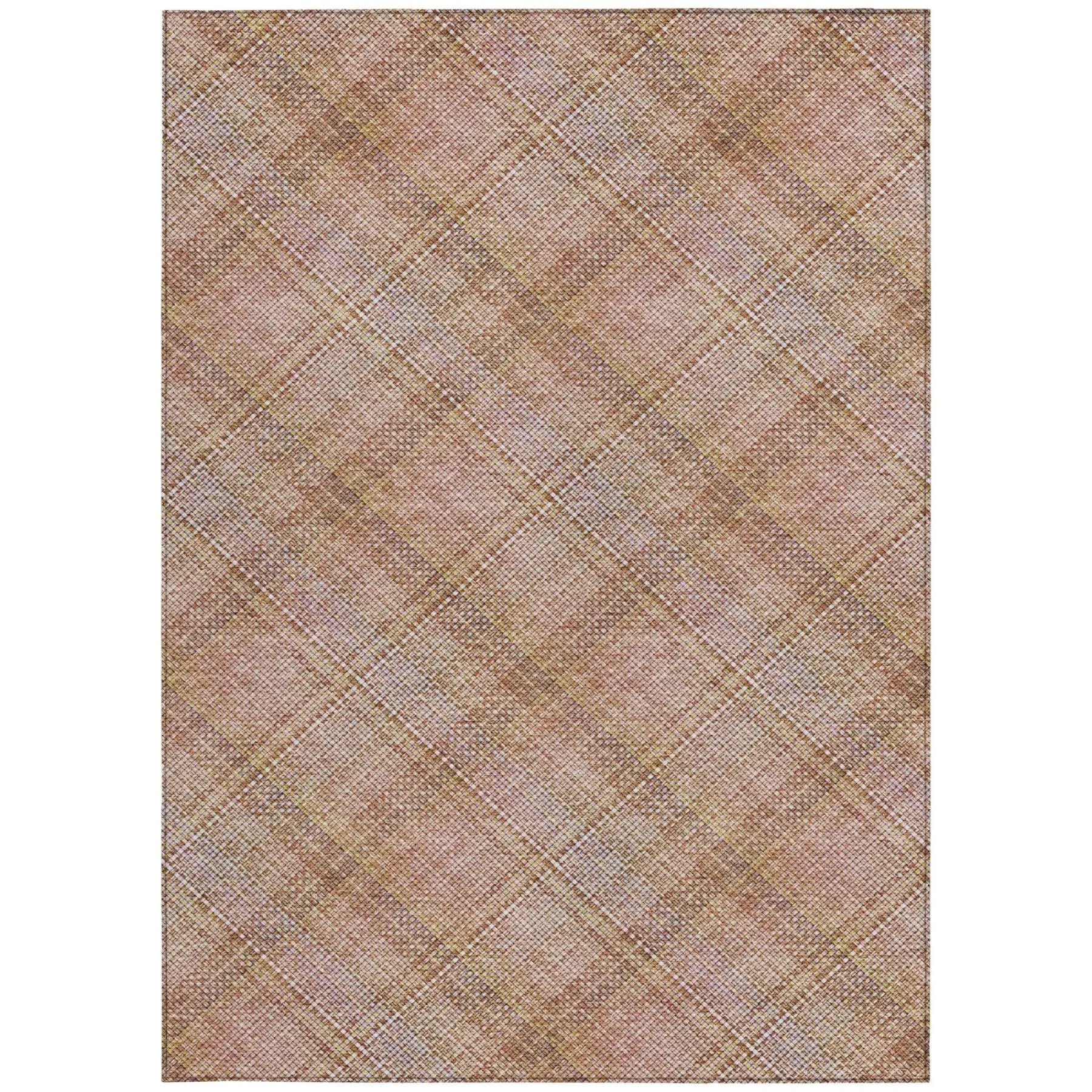 8' X 10' Copper And Orange Plaid Washable Indoor Outdoor Area Rug Homeroots Outdoor