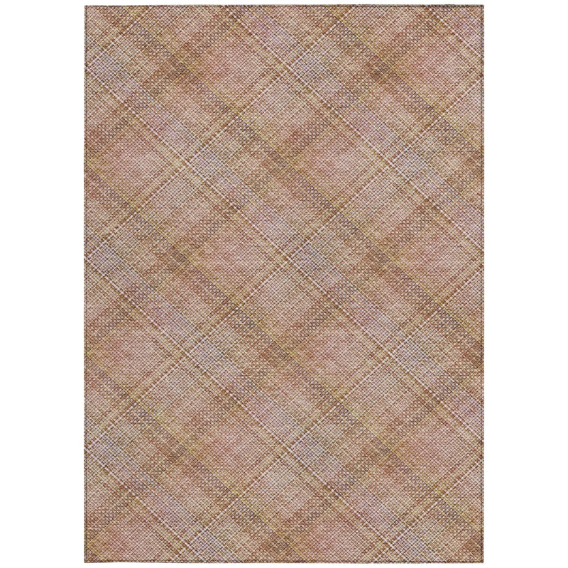 8' X 10' Copper And Orange Plaid Washable Indoor Outdoor Area Rug Homeroots Outdoor