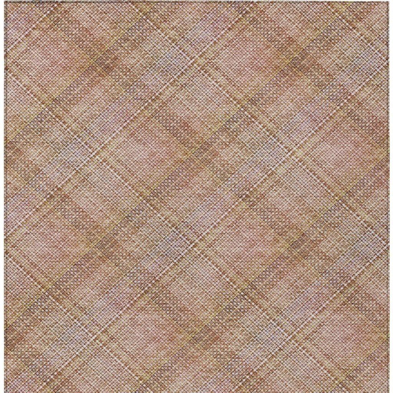 8' X 10' Copper And Orange Plaid Washable Indoor Outdoor Area Rug Homeroots Outdoor