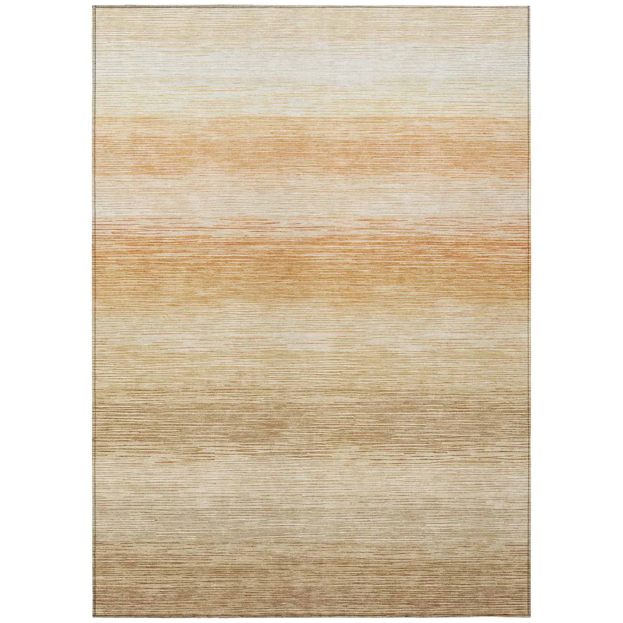 8' X 10' Copper And Orange Striped Washable Indoor Outdoor Area Rug Homeroots Outdoor