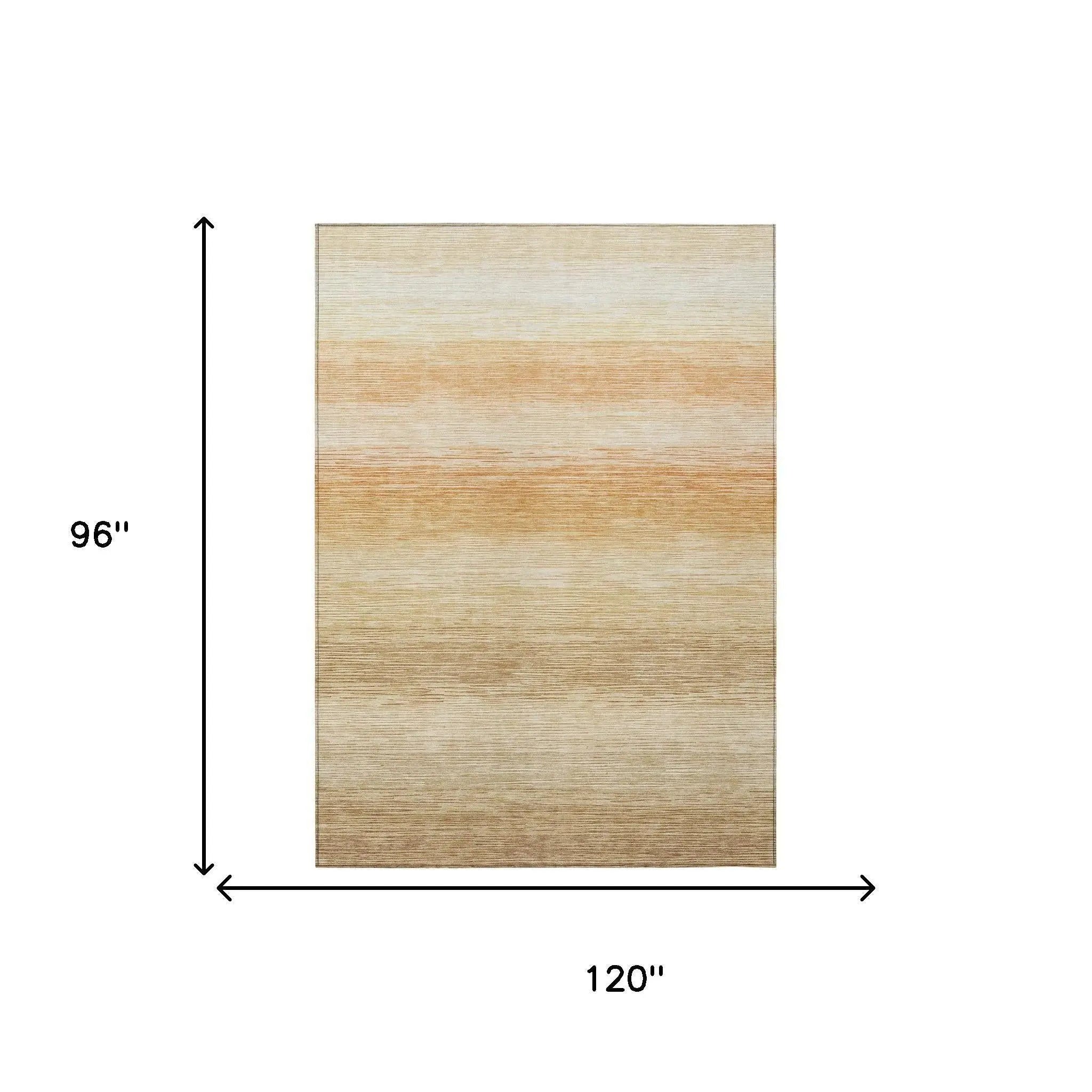 8' X 10' Copper And Orange Striped Washable Indoor Outdoor Area Rug Homeroots Outdoor