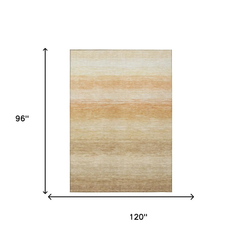 8' X 10' Copper And Orange Striped Washable Indoor Outdoor Area Rug Homeroots Outdoor
