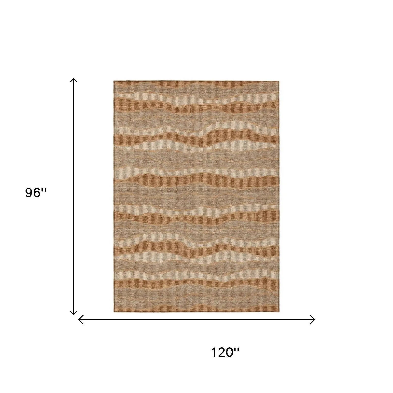8' X 10' Copper And Orange Striped Washable Indoor Outdoor Area Rug Homeroots Outdoor