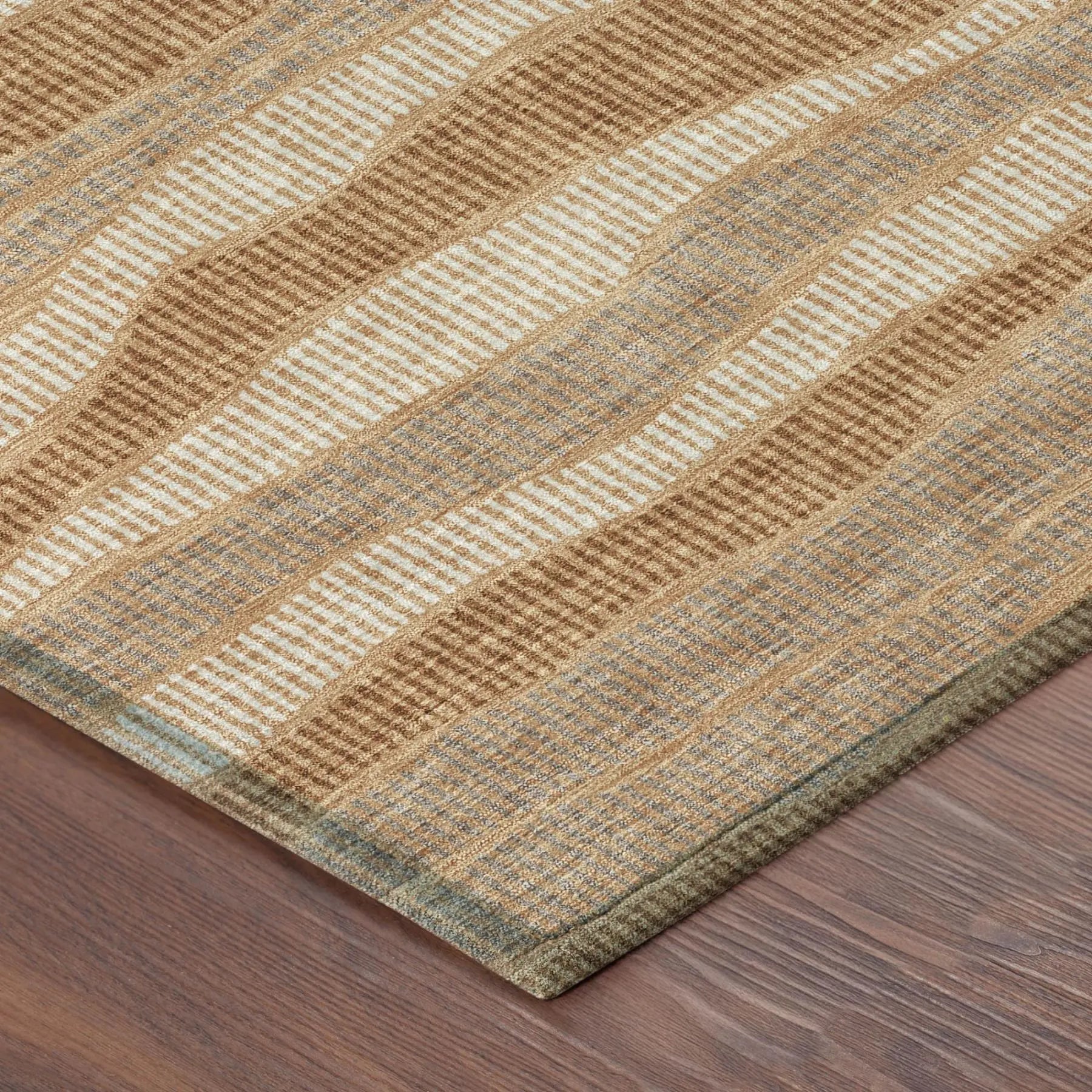 8' X 10' Copper And Orange Striped Washable Indoor Outdoor Area Rug Homeroots Outdoor