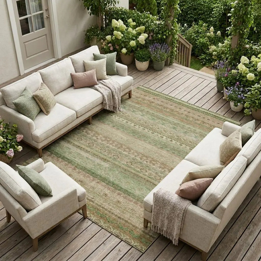 8' X 10' Copper And Orange Striped Washable Indoor Outdoor Area Rug Homeroots Outdoor