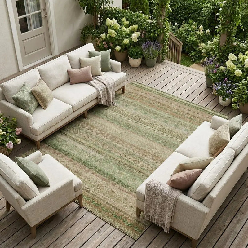 8' X 10' Copper And Orange Striped Washable Indoor Outdoor Area Rug Homeroots Outdoor