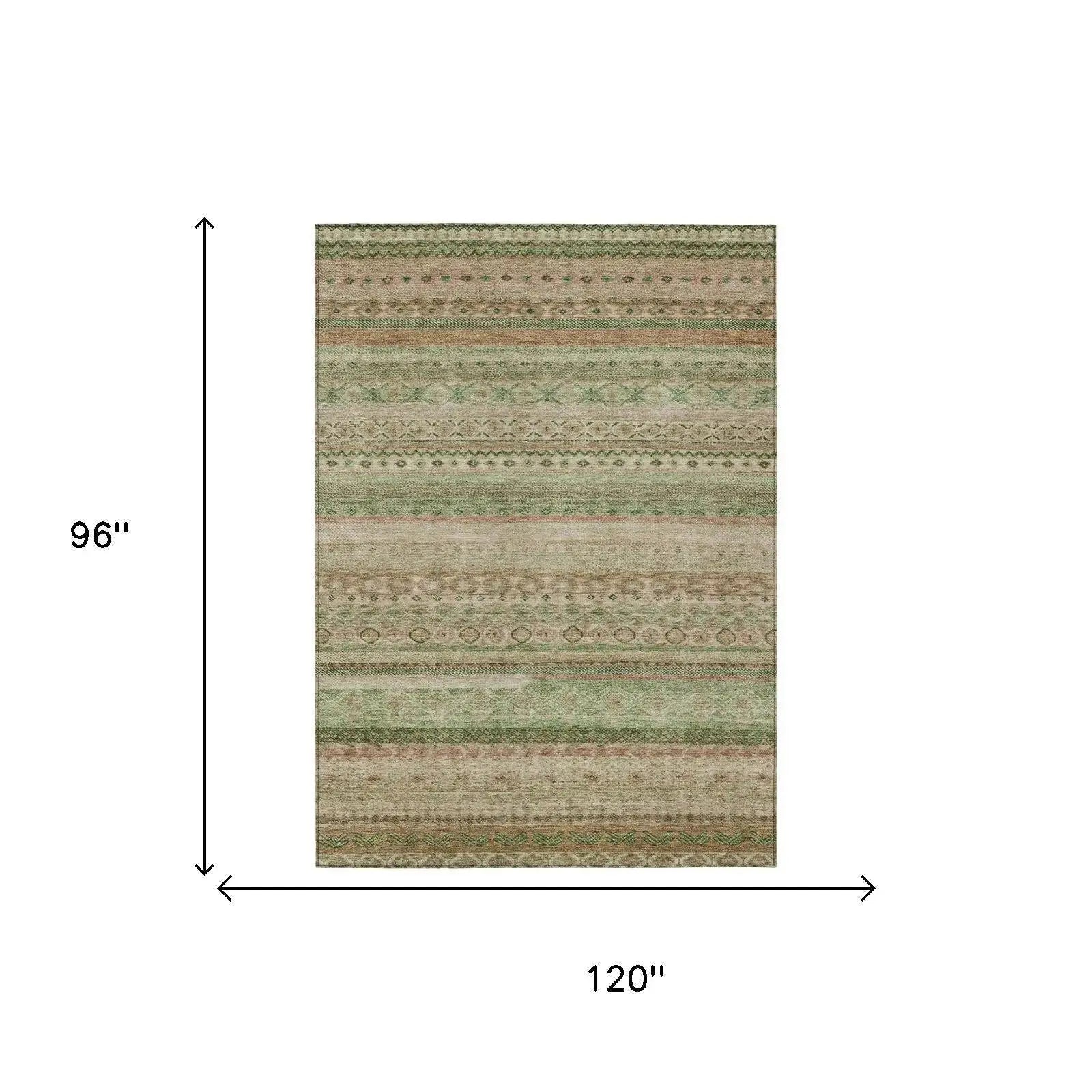 8' X 10' Copper And Orange Striped Washable Indoor Outdoor Area Rug Homeroots Outdoor