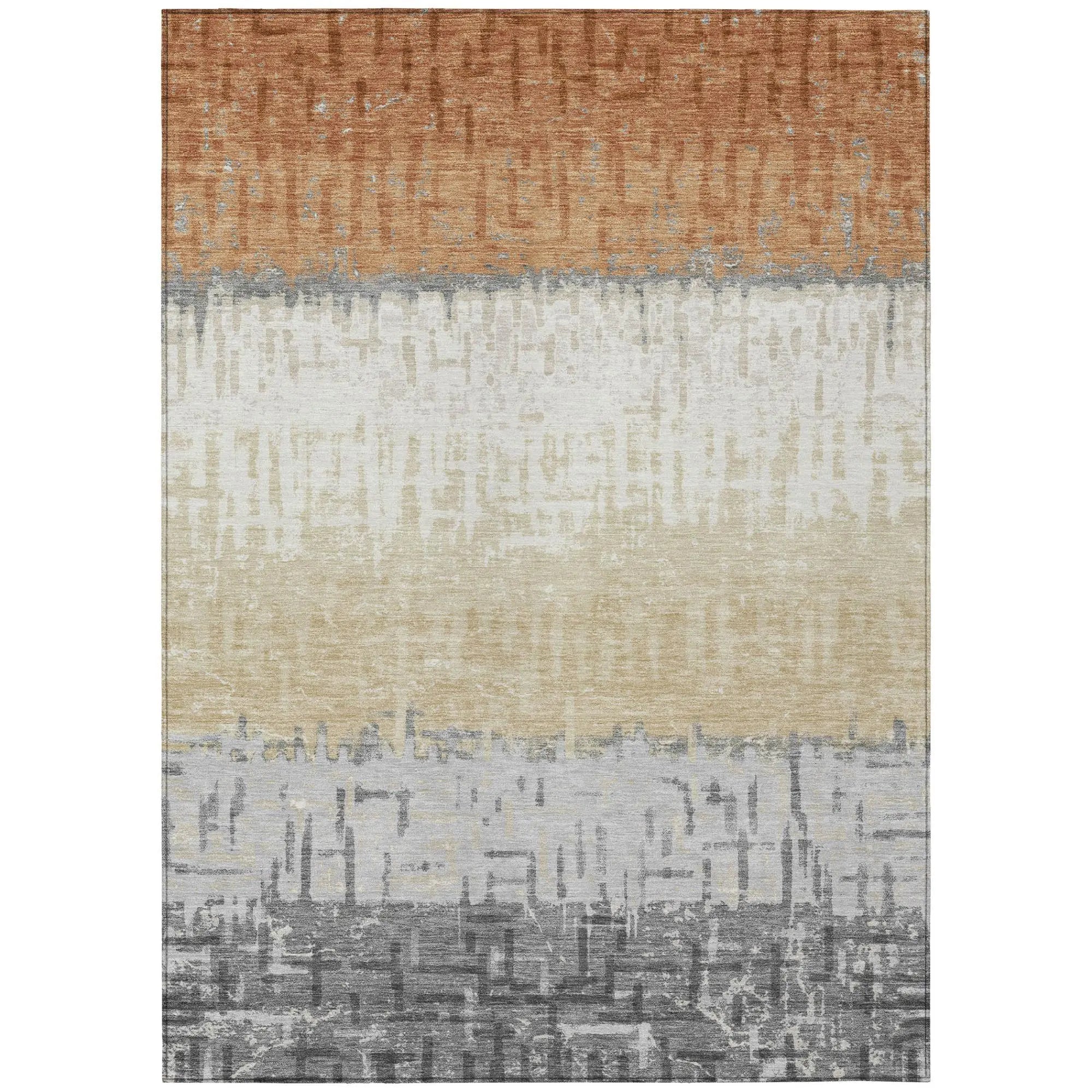 8' X 10' Copper And Orange Striped Washable Indoor Outdoor Area Rug Homeroots Outdoor