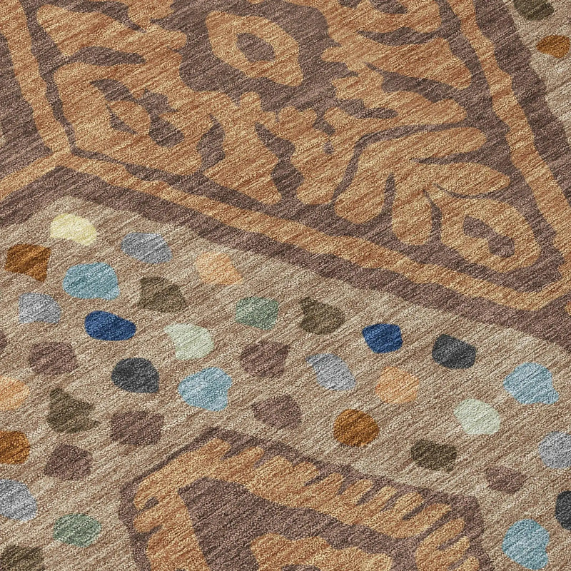 8' X 10' Copper And Orange Tribal Washable Indoor Outdoor Area Rug Homeroots Outdoor