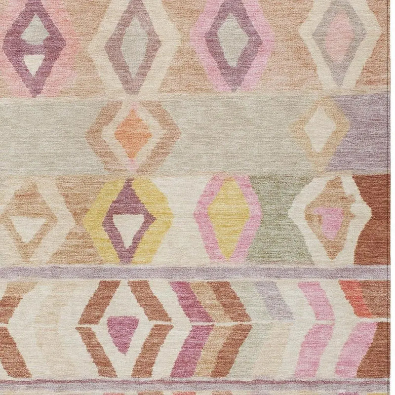 8' X 10' Copper And Orange Tribal Washable Indoor Outdoor Area Rug Homeroots Outdoor