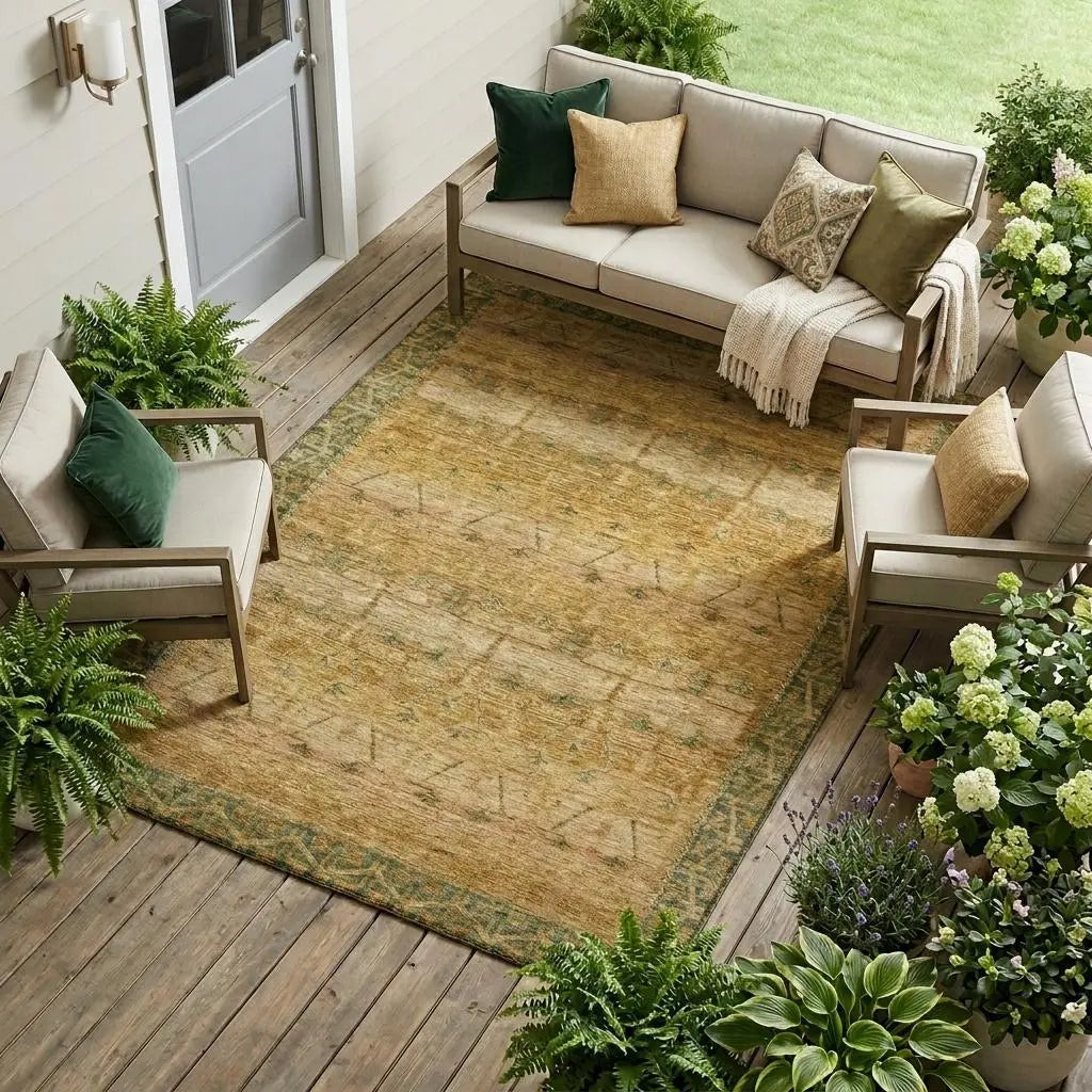 8' X 10' Copper And Orange Tribal Washable Indoor Outdoor Area Rug Homeroots Outdoor