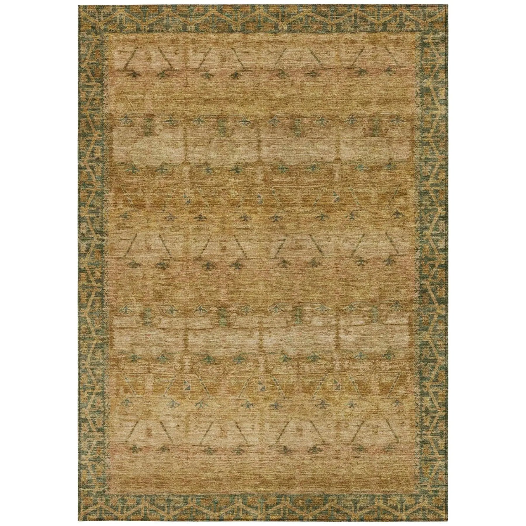 8' X 10' Copper And Orange Tribal Washable Indoor Outdoor Area Rug Homeroots Outdoor