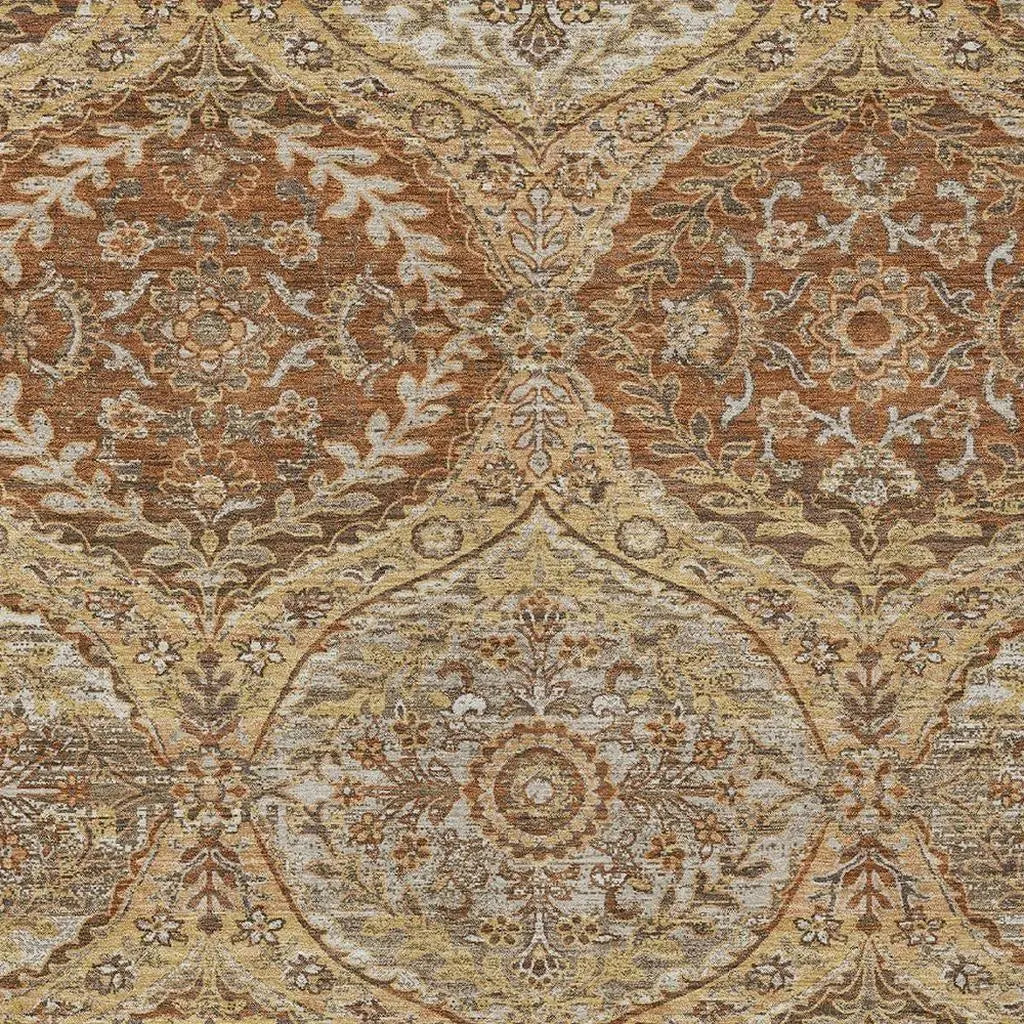 8' X 10' Copper And Pink Ogee Washable Indoor Outdoor Area Rug Homeroots Outdoor