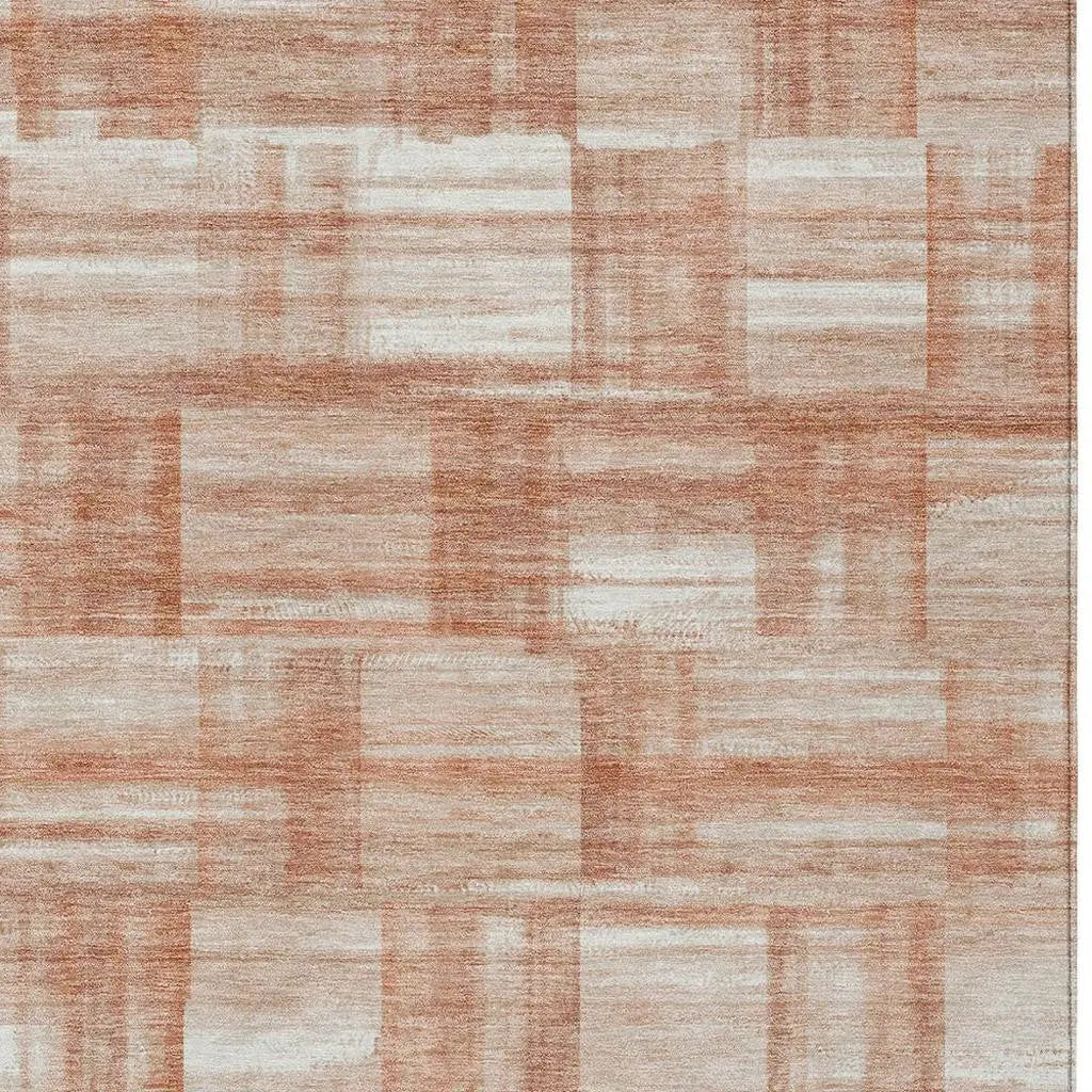 8' X 10' Copper And Salmon Striped Washable Indoor Outdoor Area Rug Homeroots Outdoor
