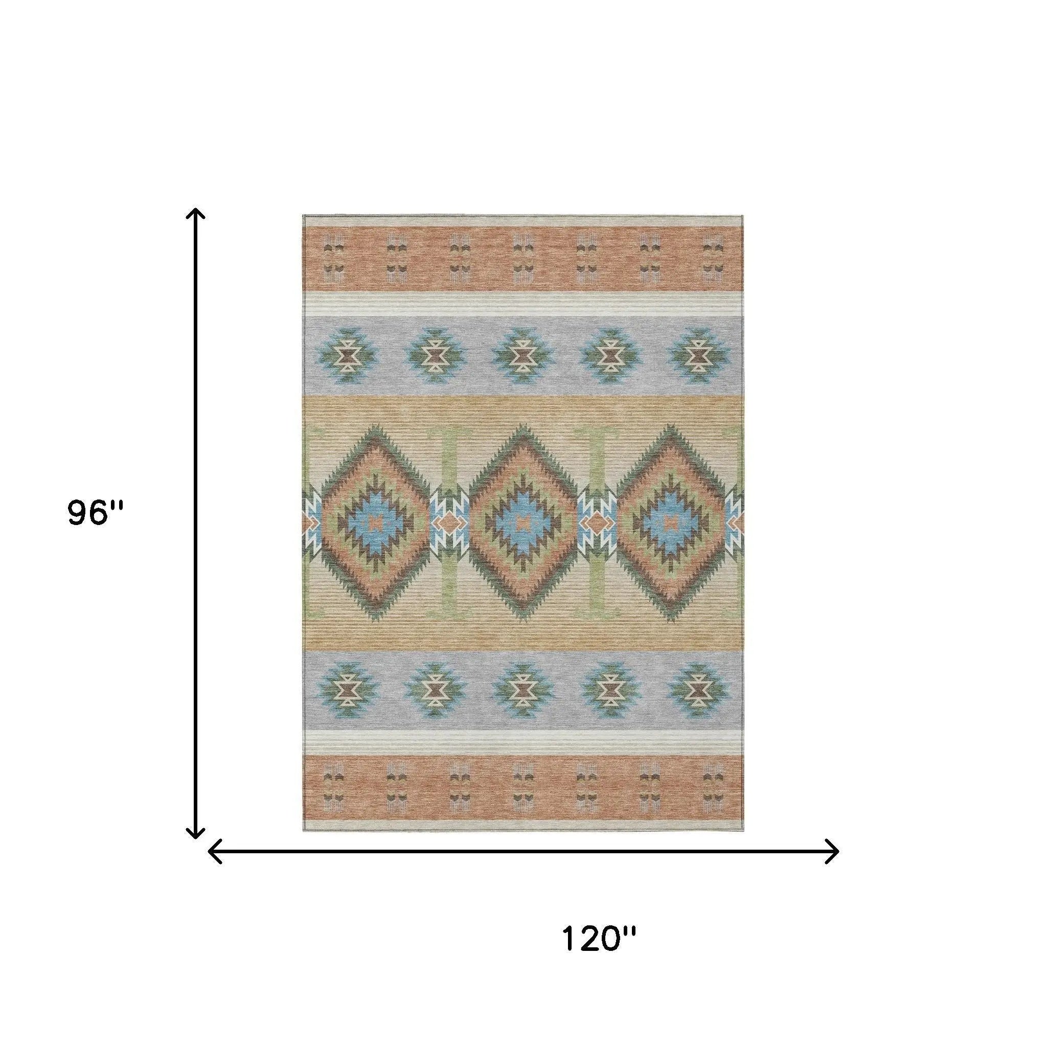8' X 10' Copper And Silver Southwestern Washable Indoor Outdoor Area Rug Homeroots Outdoor