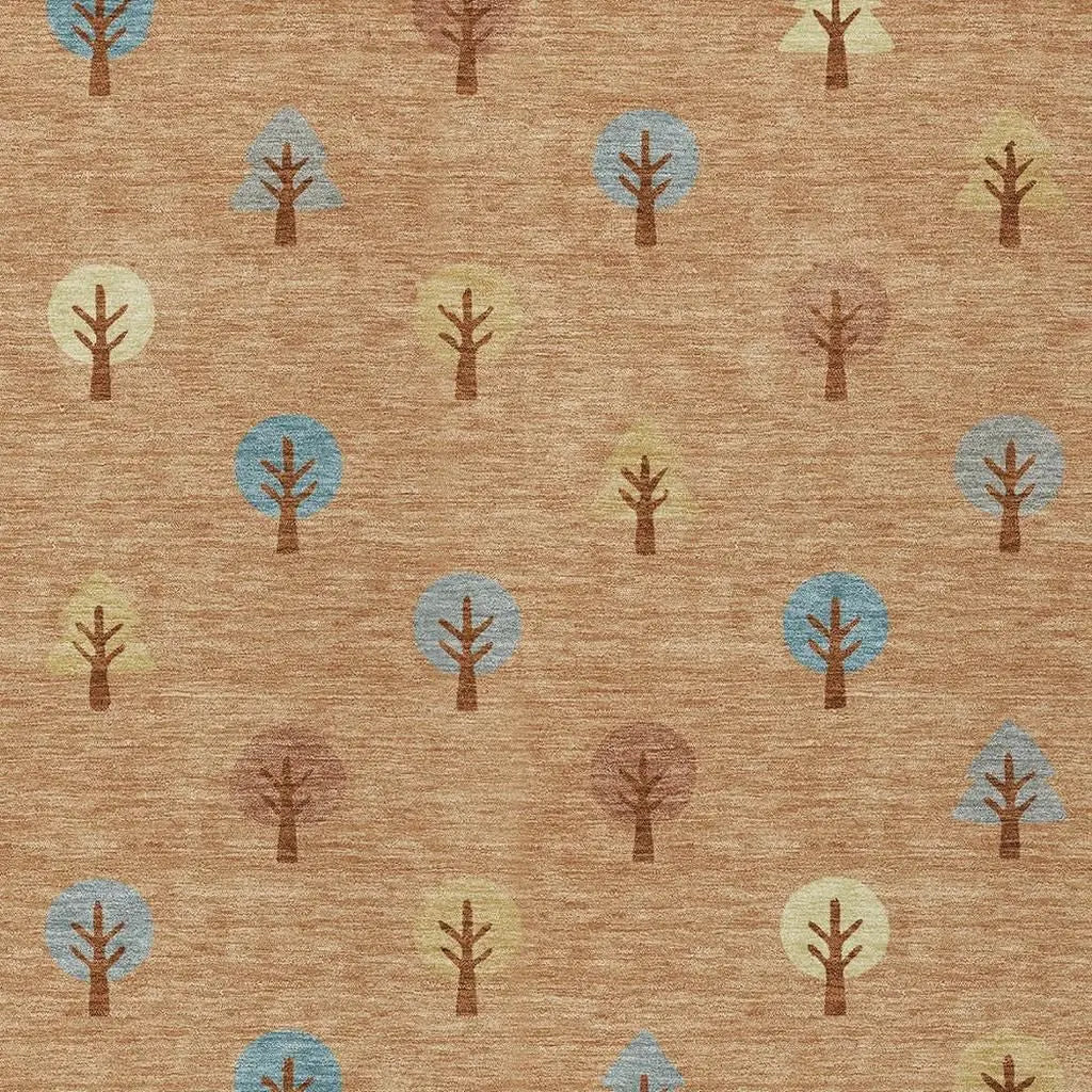 8' X 10' Copper And Teal Blue Geometric Washable Indoor Outdoor Area Rug Homeroots Outdoor