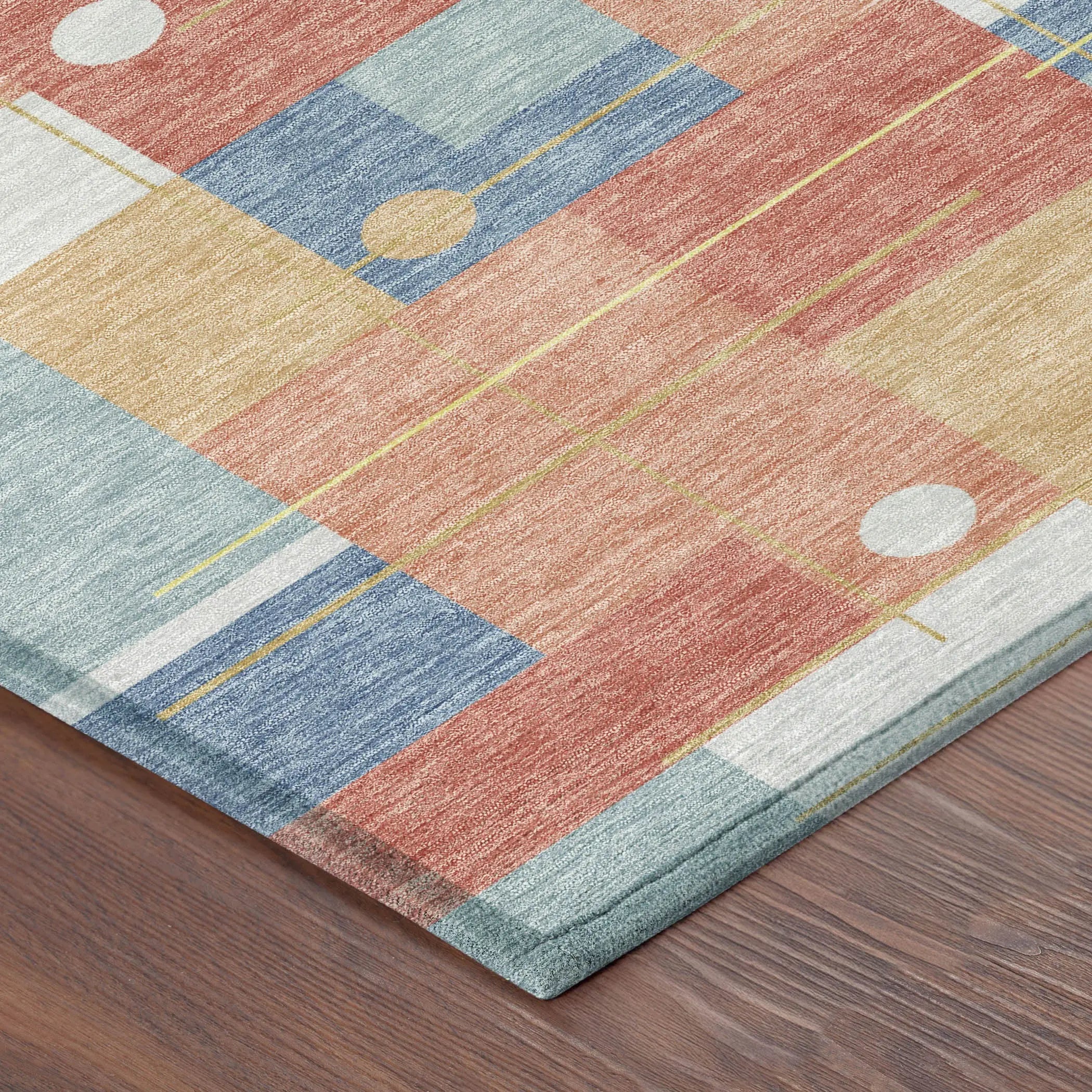 8' X 10' Coral And Brown Geometric Washable Indoor Outdoor Area Rug Homeroots Outdoor