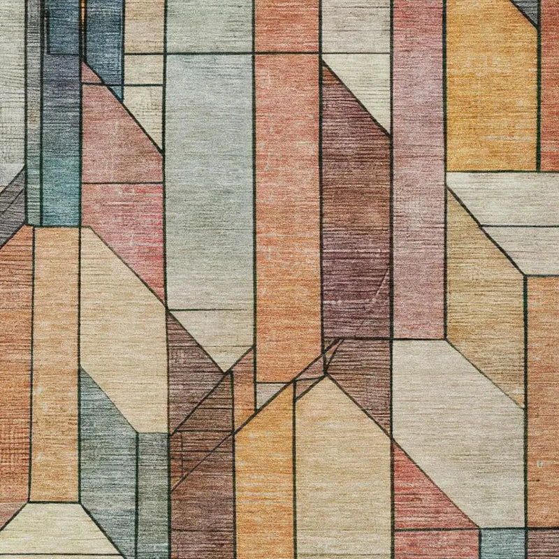 8' X 10' Coral And Orange Geometric Washable Indoor Outdoor Area Rug Homeroots Outdoor