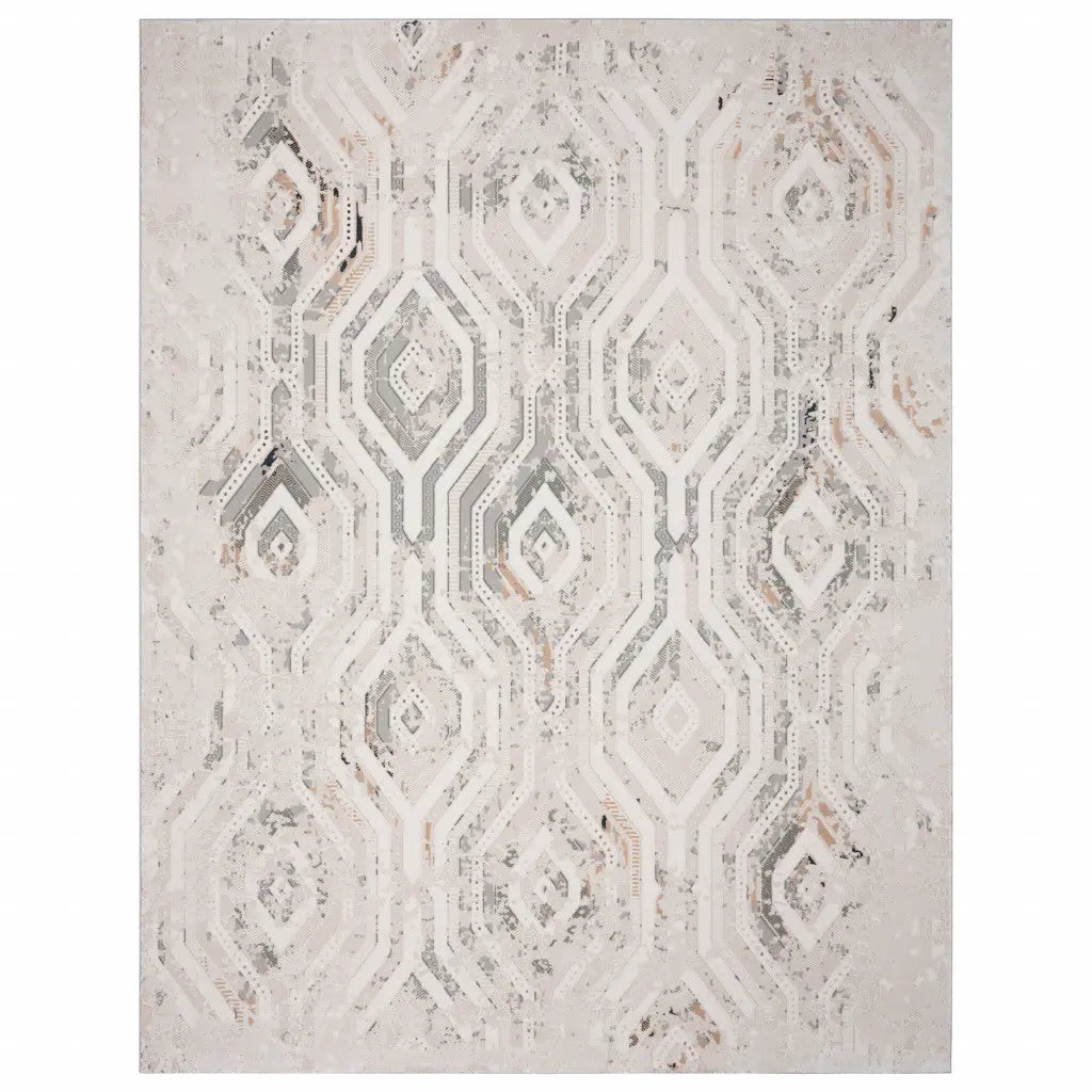 8' X 10' Cream Abstract Distressed Area Rug Homeroots Home Decor