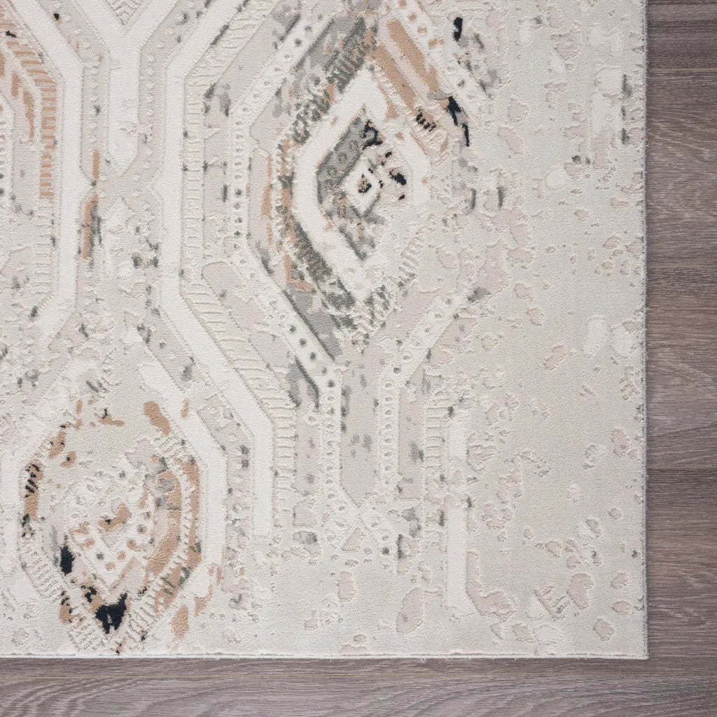 8' X 10' Cream Abstract Distressed Area Rug Homeroots Home Decor