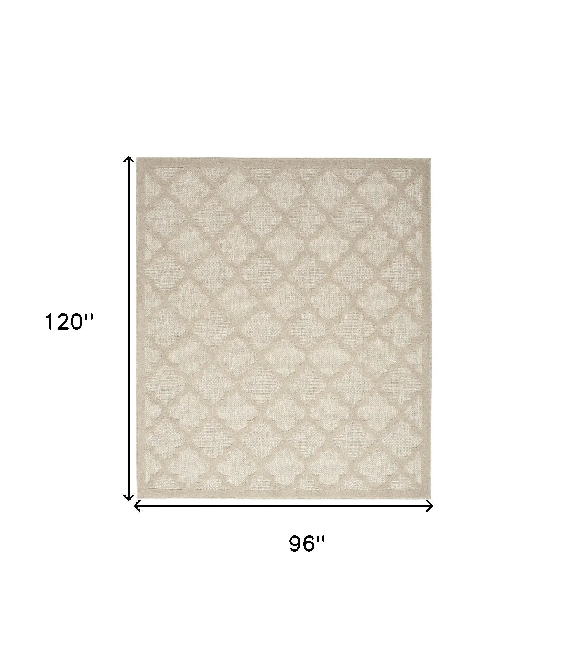 8' X 10' Cream And Beige Trellis Indoor Outdoor Area Rug Homeroots Outdoor