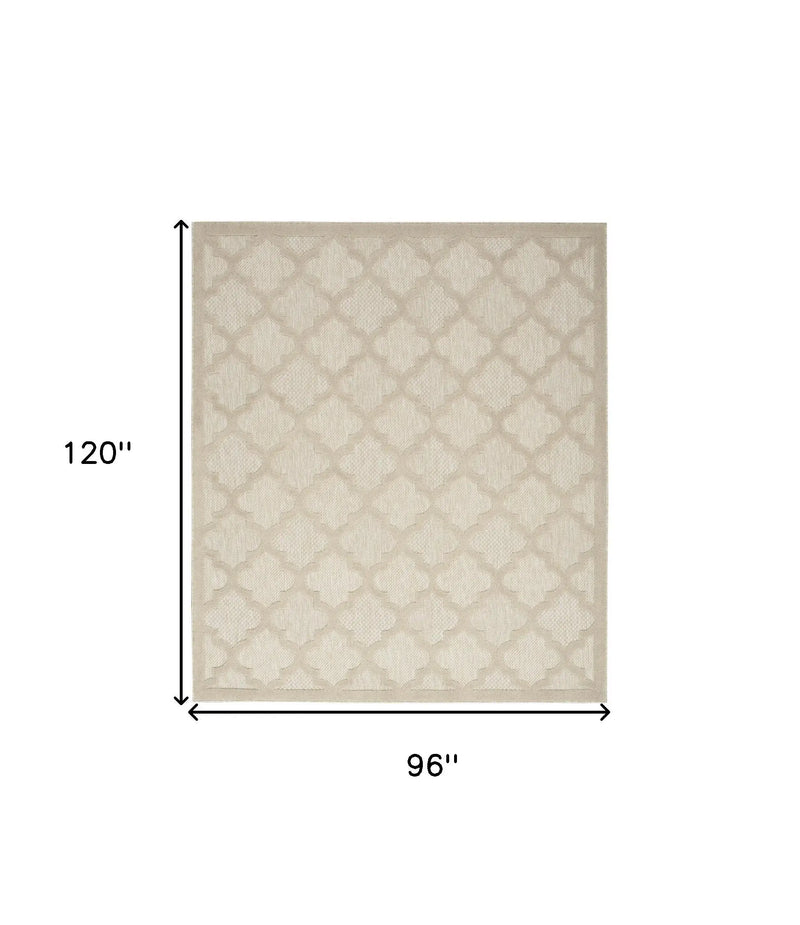 8' X 10' Cream And Beige Trellis Indoor Outdoor Area Rug Homeroots Outdoor