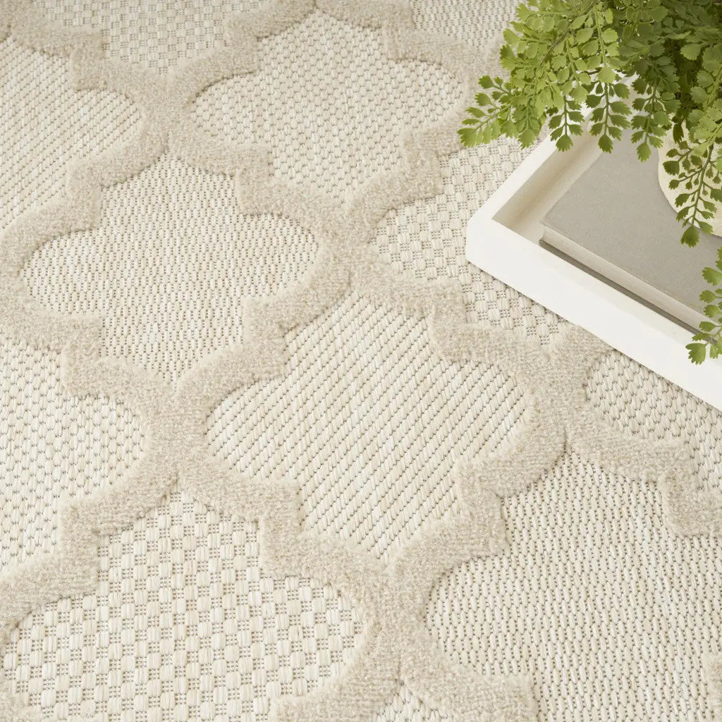 8' X 10' Cream And Beige Trellis Indoor Outdoor Area Rug Homeroots Outdoor