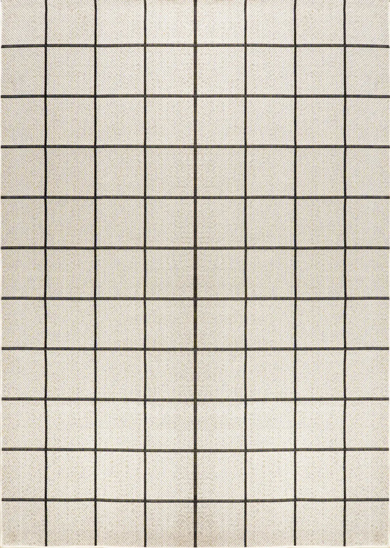 8' X 10' Cream And Dark Gray Plaid Indoor Outdoor Area Rug Homeroots Outdoor