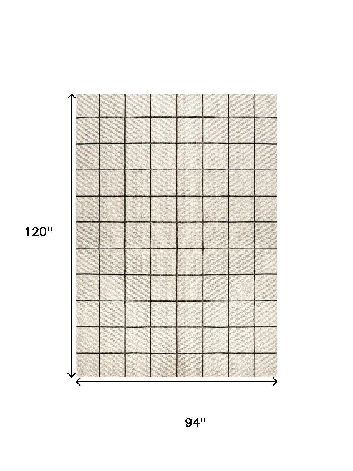 8' X 10' Cream And Dark Gray Plaid Indoor Outdoor Area Rug Homeroots Outdoor
