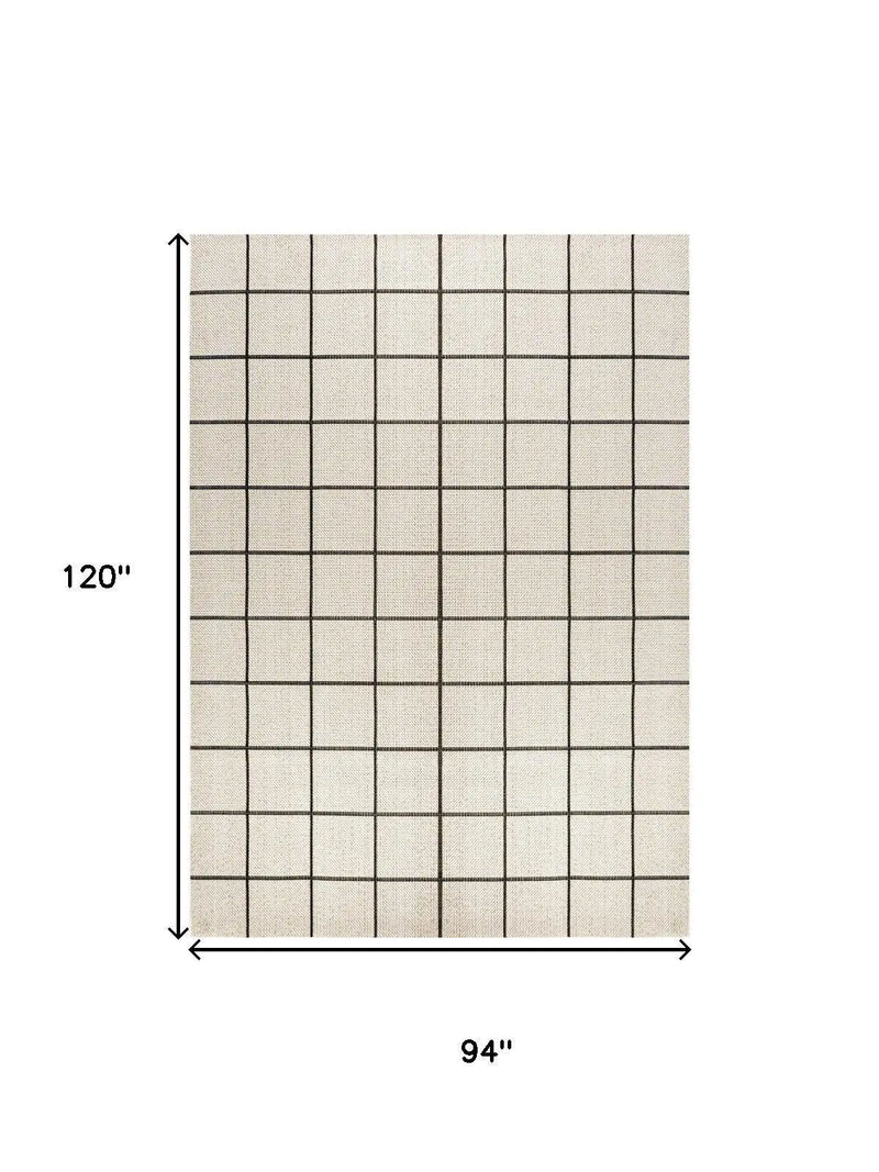 8' X 10' Cream And Dark Gray Plaid Indoor Outdoor Area Rug Homeroots Outdoor