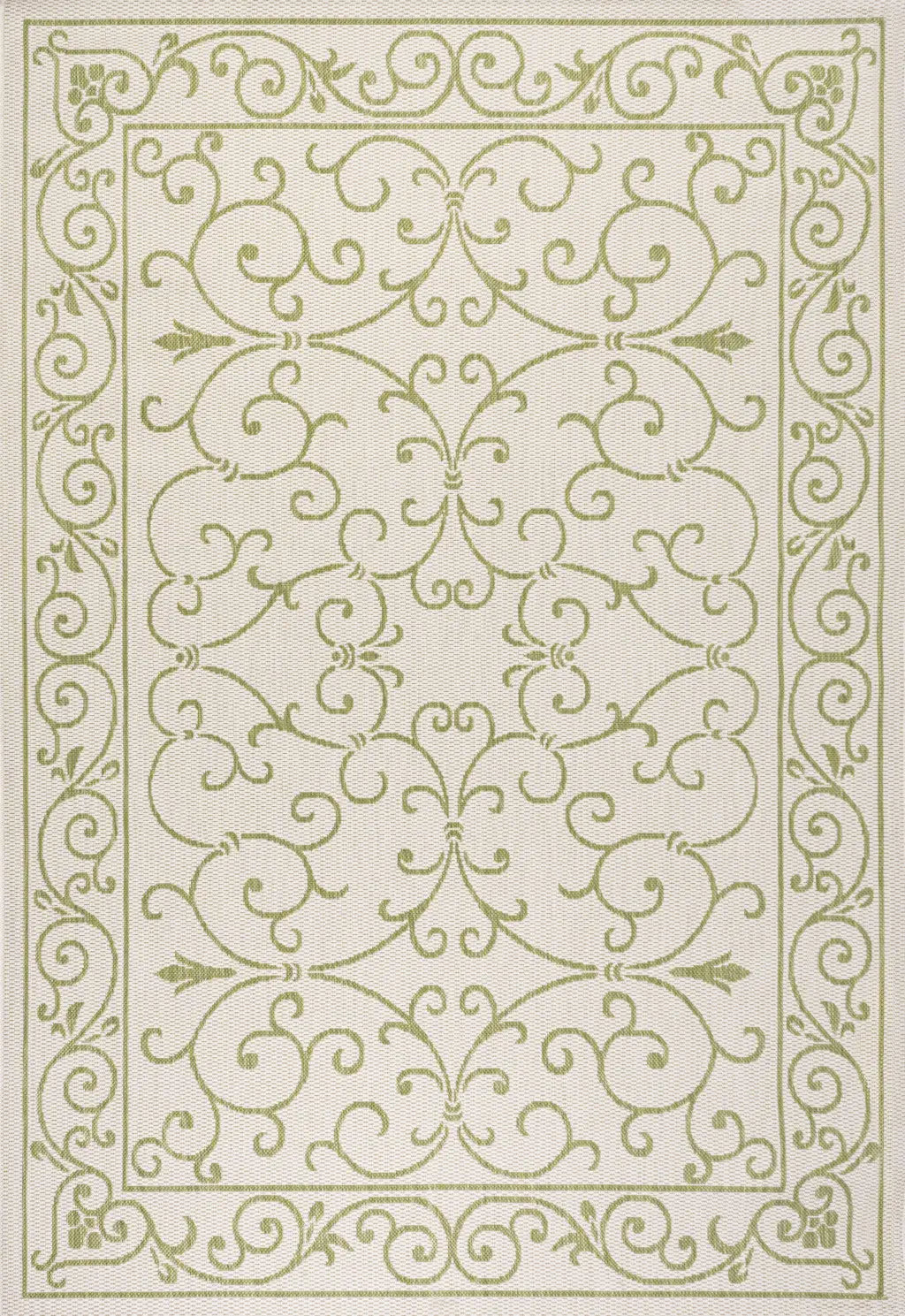 8' X 10' Cream And Green Medallion Indoor Outdoor Area Rug Homeroots Outdoor