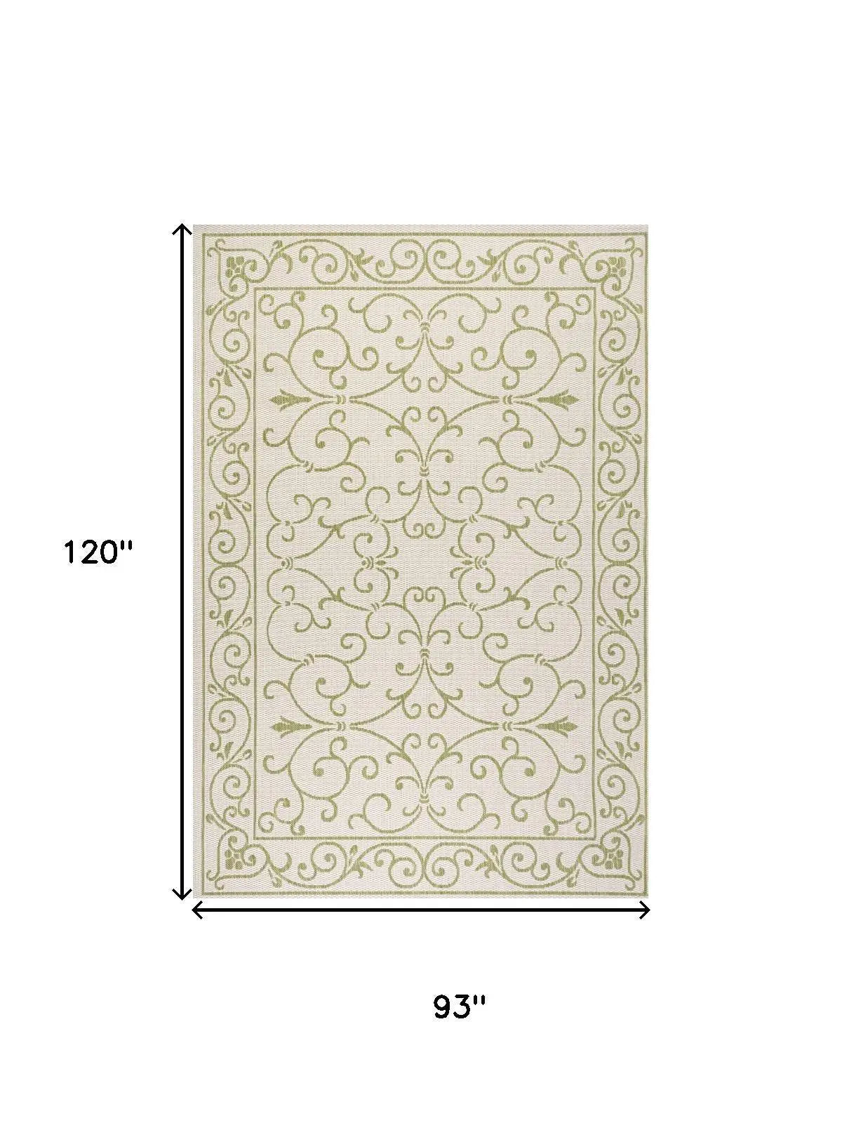8' X 10' Cream And Green Medallion Indoor Outdoor Area Rug Homeroots Outdoor