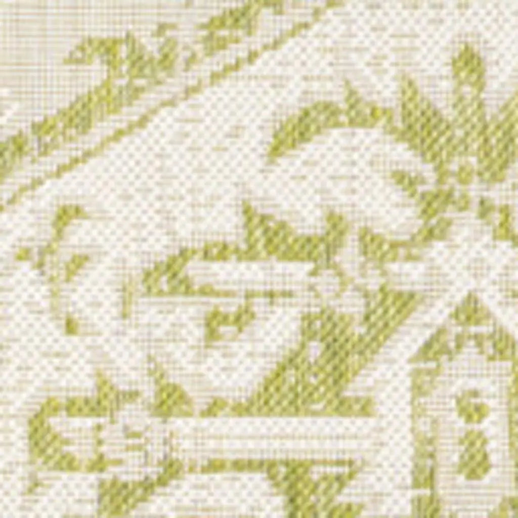 8' X 10' Cream And Green Medallion Indoor Outdoor Area Rug Homeroots Outdoor