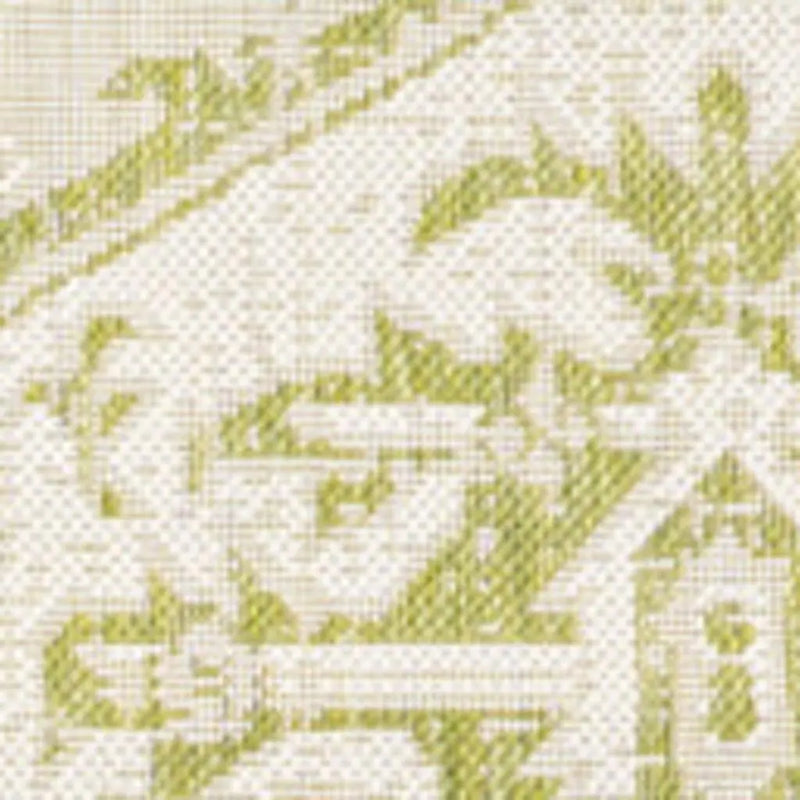 8' X 10' Cream And Green Medallion Indoor Outdoor Area Rug Homeroots Outdoor