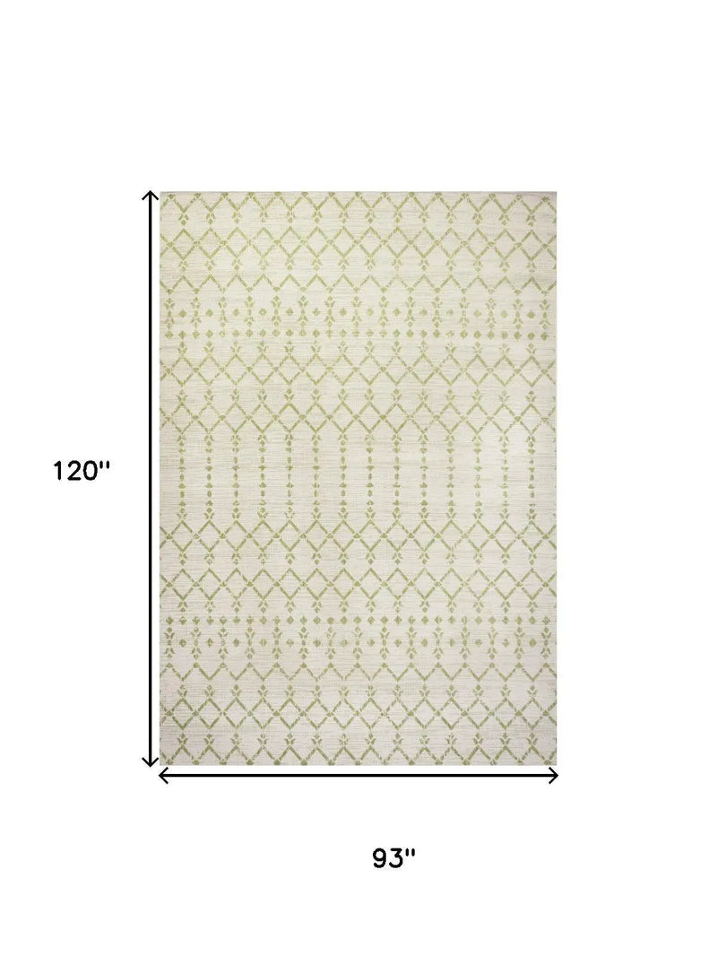8' X 10' Cream And Green Trellis Indoor Outdoor Area Rug Homeroots Outdoor
