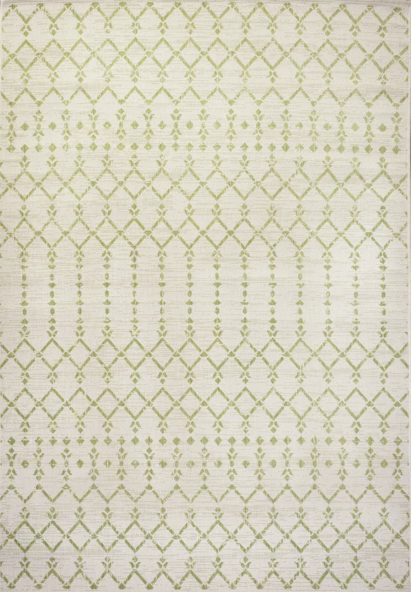 8' X 10' Cream And Green Trellis Indoor Outdoor Area Rug Homeroots Outdoor