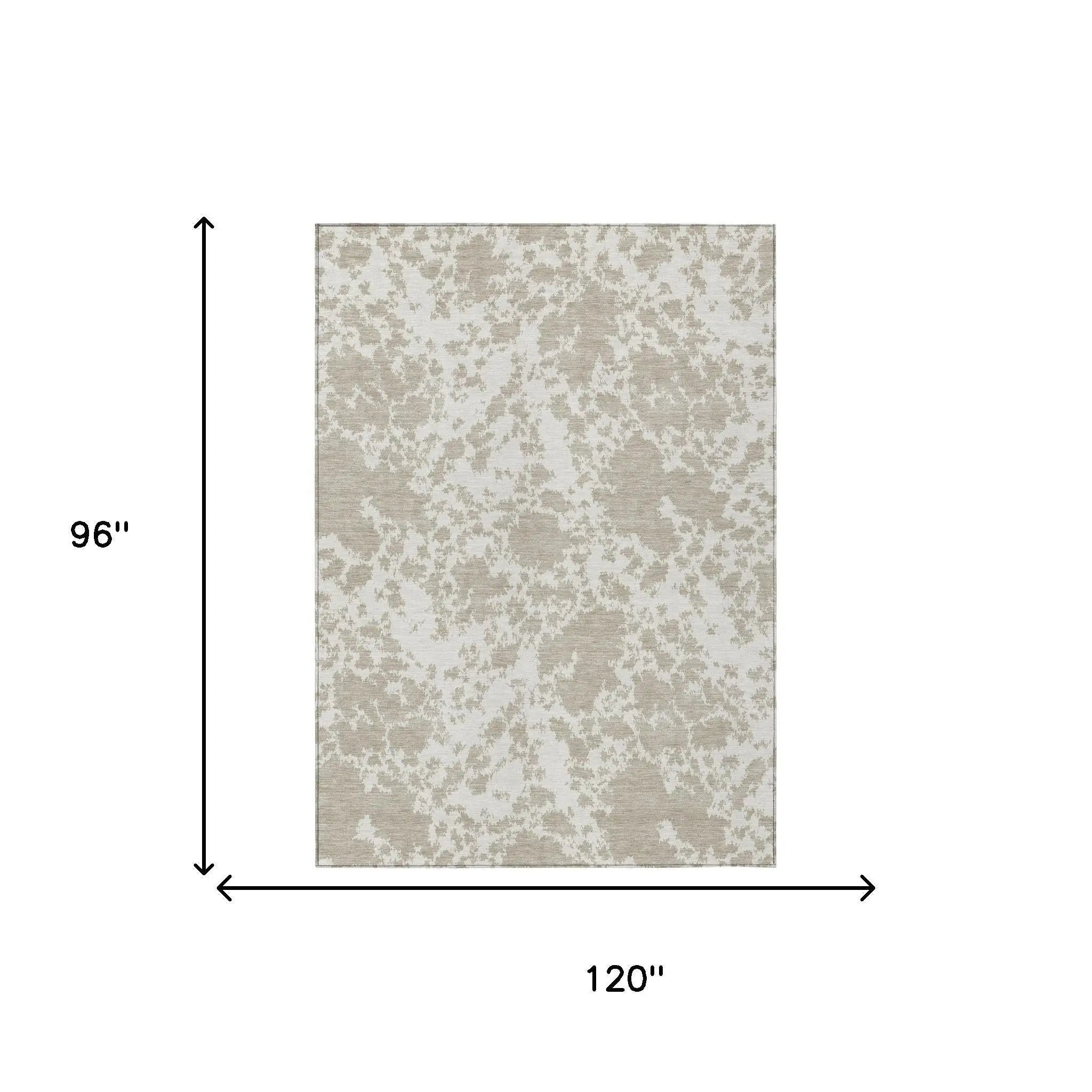 8' X 10' Cream And Ivory Abstract Washable Indoor Outdoor Area Rug Homeroots Outdoor